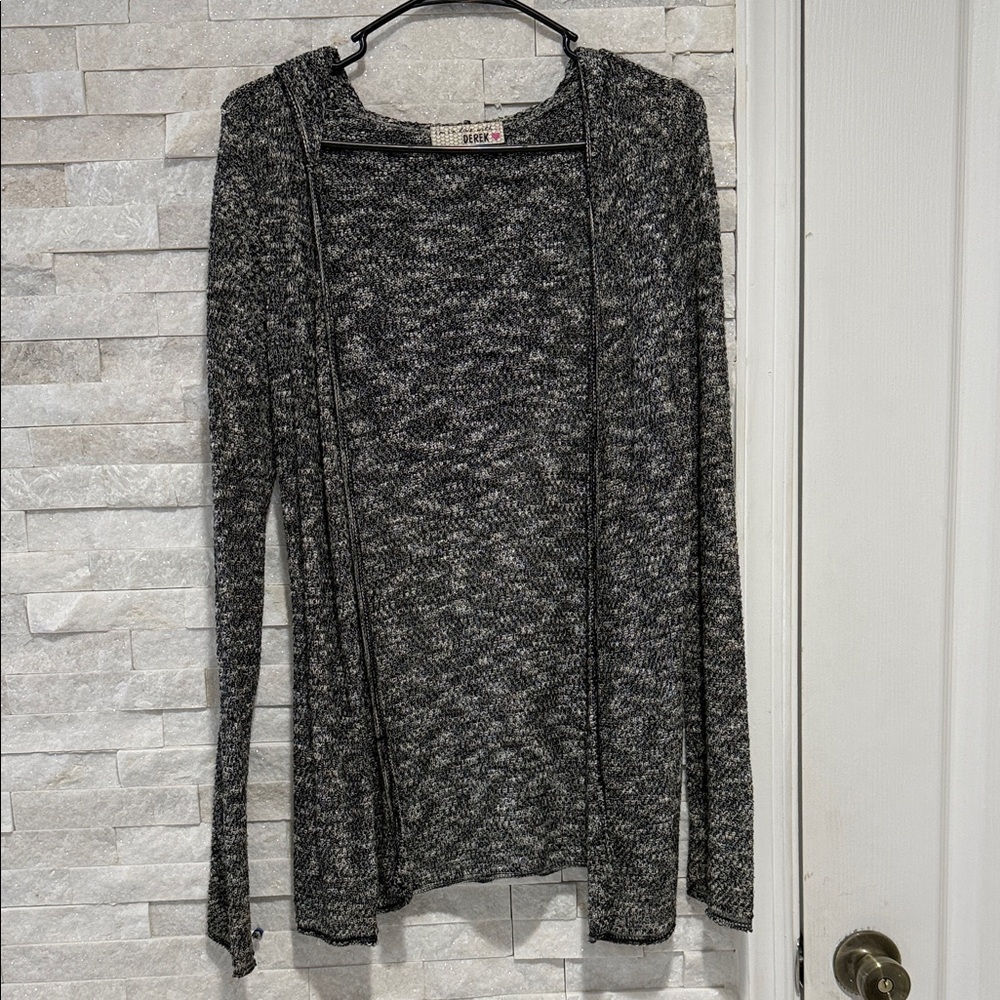 Gray Open-Front Cardigan